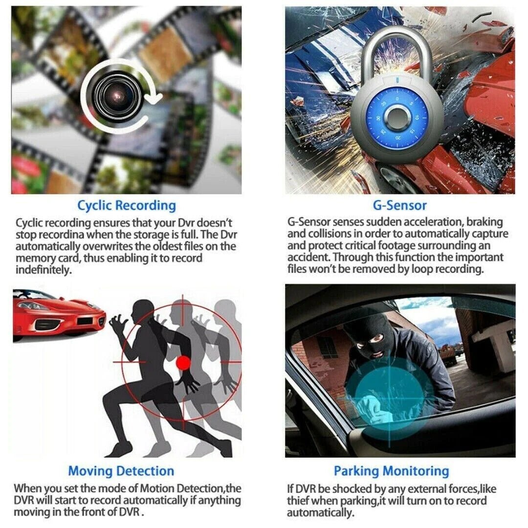 Dash cam 1080P sensore G registrazione automatica incidenti