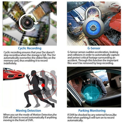 Dash cam 1080P sensore G registrazione automatica incidenti