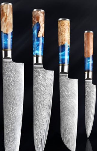 Damascus blade close-up - Coltello artigianale dettagli