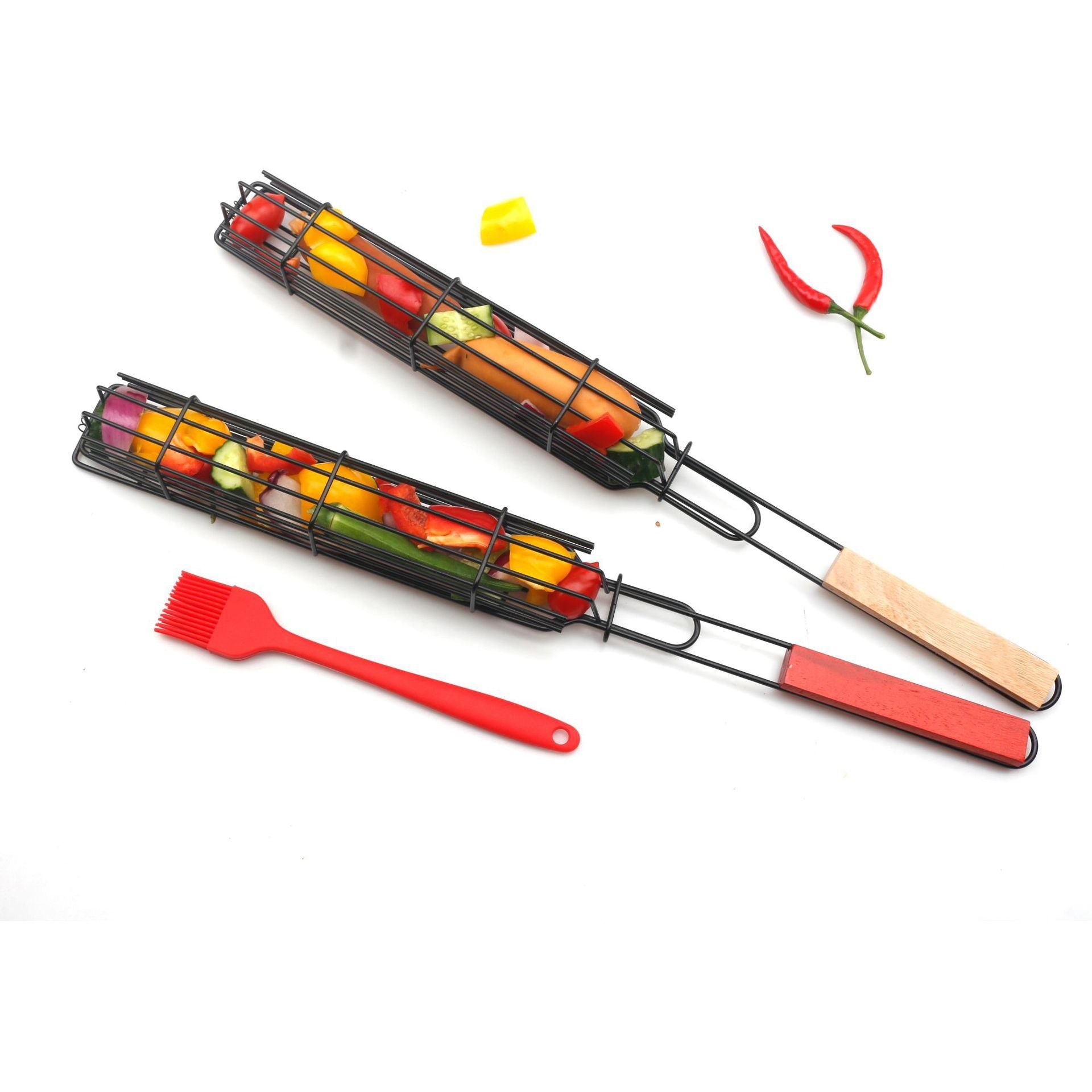 BBQ support legno rete - Supporto barbecue salsicce moderno
