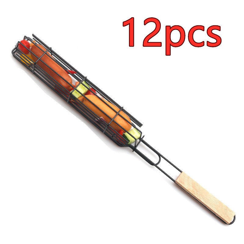 Supporto barbecue premium - Manico legno rete salsicce