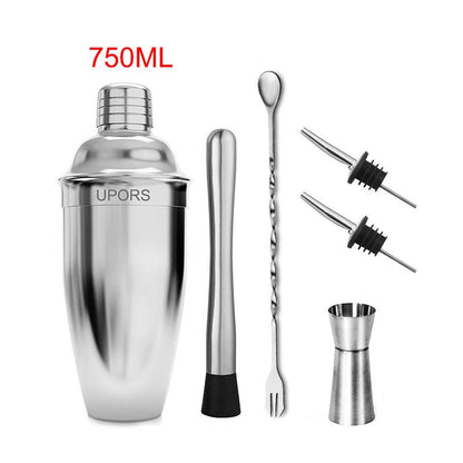 Shaker per cocktail in acciaio inossidabile con supporto in legno per feste in casa e bar