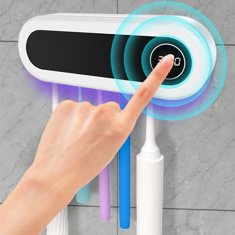 Portaspazzolino da denti a parete, portaspazzolino intelligente, sterilizzatore UV, dispenser di dentifricio, sppremiagrumi per accessori da bagno