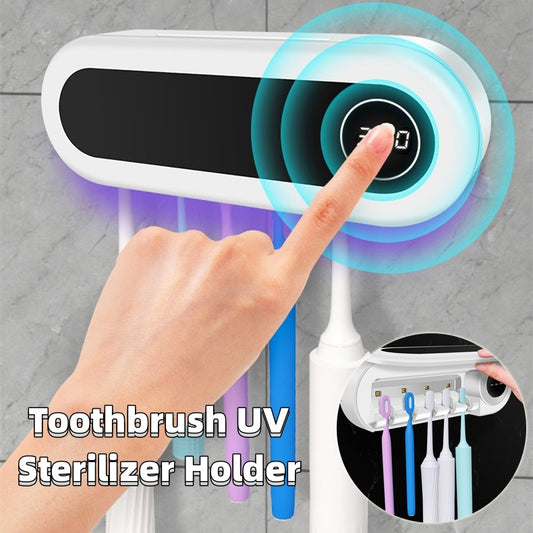 Portaspazzolino da denti a parete, portaspazzolino intelligente, sterilizzatore UV, dispenser di dentifricio, sppremiagrumi per accessori da bagno