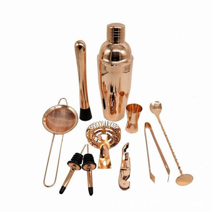 Shaker per cocktail in acciaio inossidabile con supporto in legno per feste in casa e bar