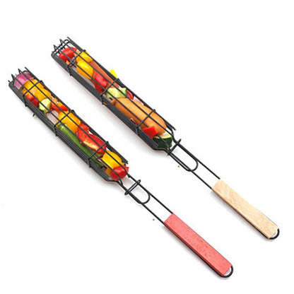Barbecue holder legno - Supporto rete salsicce BBQ
