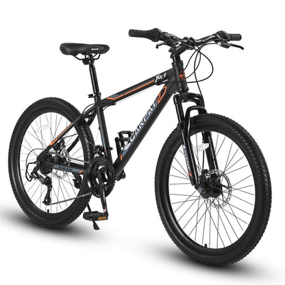 Mountain bike 24 pollici Shimano 21 velocità vista completa freni disco