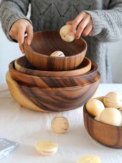 Ciotola in legno naturale da cucina, ciotola per frutta e insalata, contenitore per alimenti per la casa, utensili in legno, nota la dimensione.