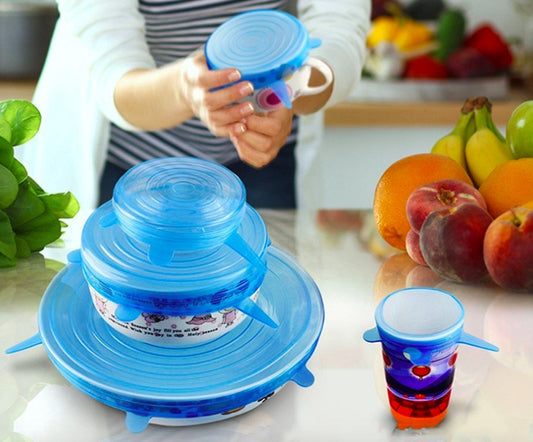 6 Pz/set Universale Del Silicone di Aspirazione Coperchio-ciotola Padella di Cottura Pentola Coperchio di Silicone Stretch Coperchio Della Copertura Cucina Pan Spill coperchio Tappo di Copertura