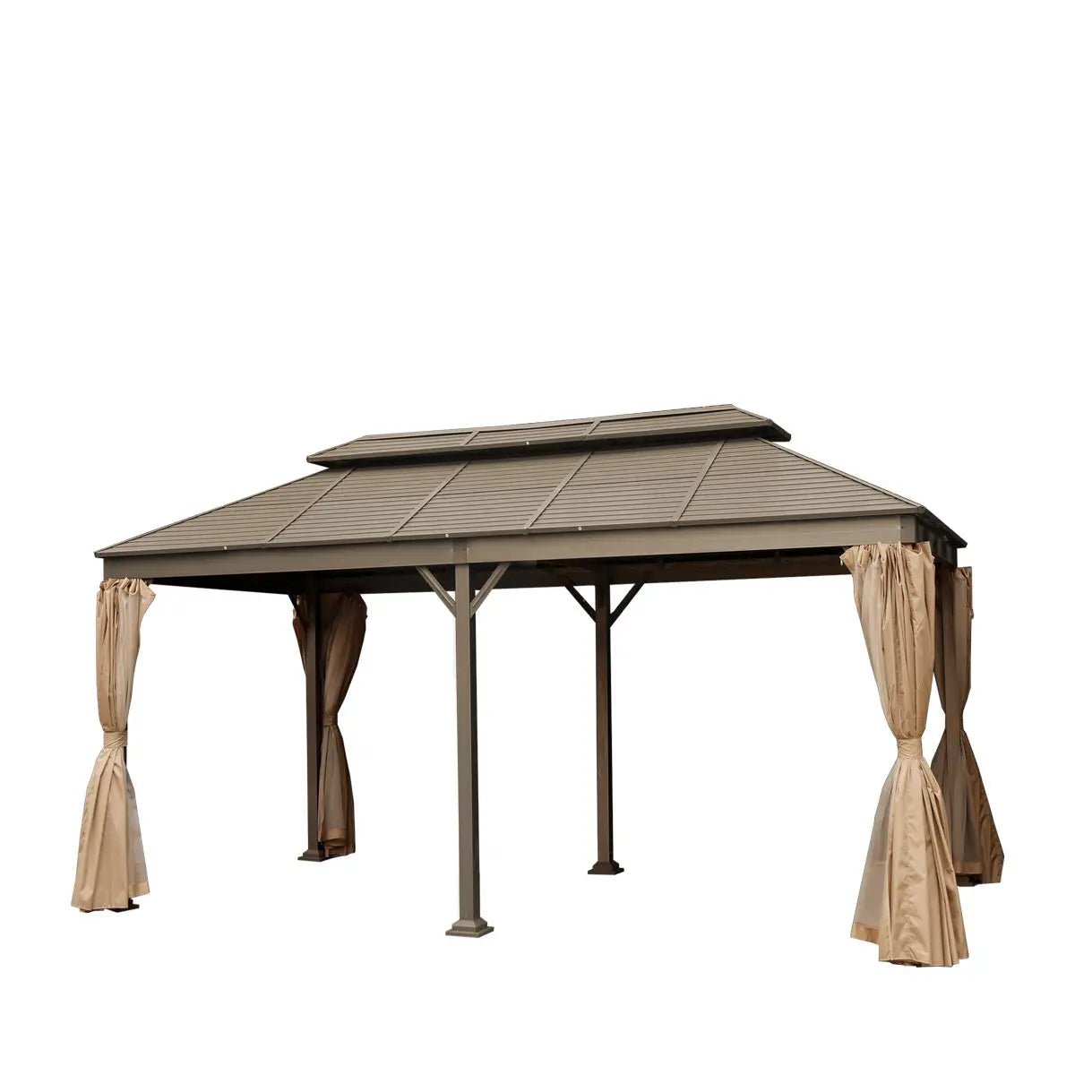 Gazebo esterno 10x20 piedi 3x6m tetto rigido acciaio doppio livello zanzariere
