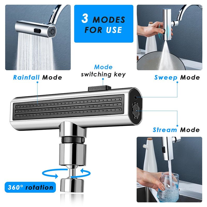 Rubinetto cucina cascata in uso - flusso d'acqua controllato