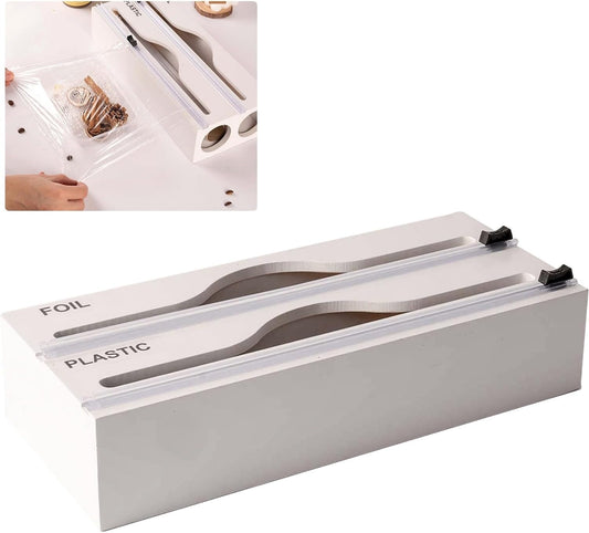Organizzatore 3 in 1 bambù - dispenser pellicola cucina con taglierino