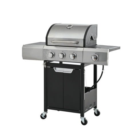 Barbecue a gas dettaglio manopole controllo 3 bruciatori acciaio inox