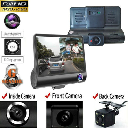 Telecamera auto HD 4 pollici display doppia lente sicurezza