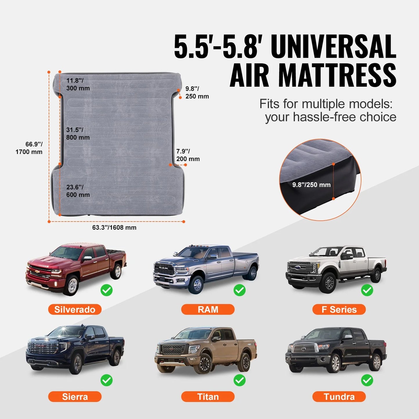 Materasso VEVOR gonfiabile dimensioni compatibilità camion pickup