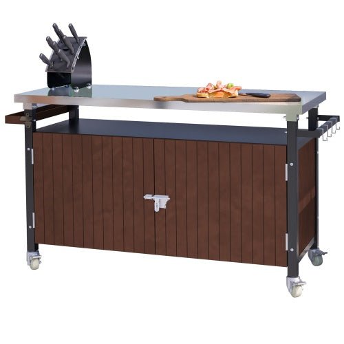 Contenitore carrello griglia organizzazione utensili barbecue