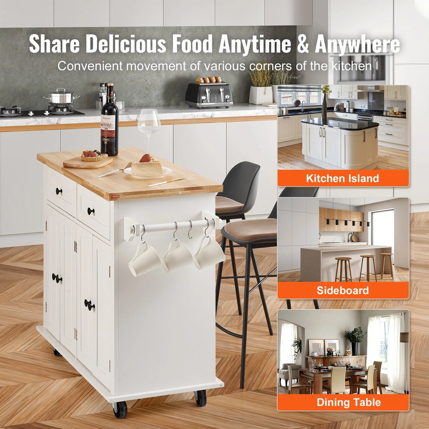Carrello cucina VEVOR con portasciugamani laterale pratico design
