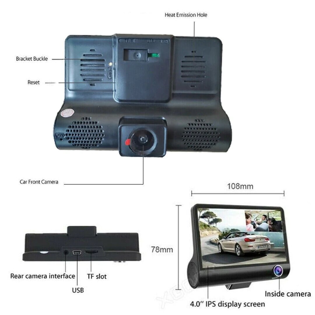DVR auto 1080P registratore video dash cam telecamera posteriore