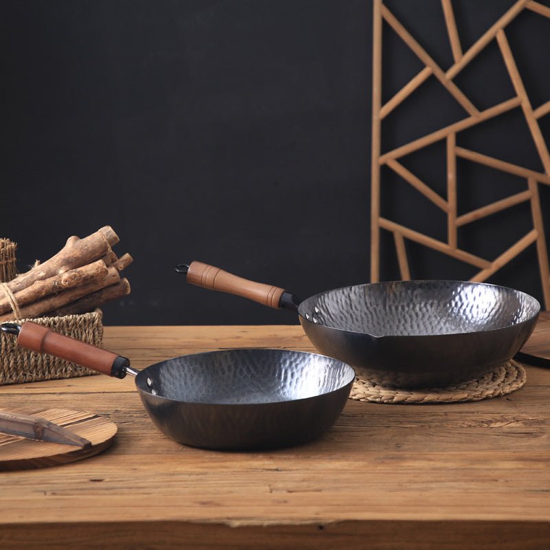 Utensile cucina padella wok - fondo piatto stabile