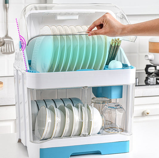 Contenitore per stoviglie da cucina con disinfezione ultravioletta a doppio strato