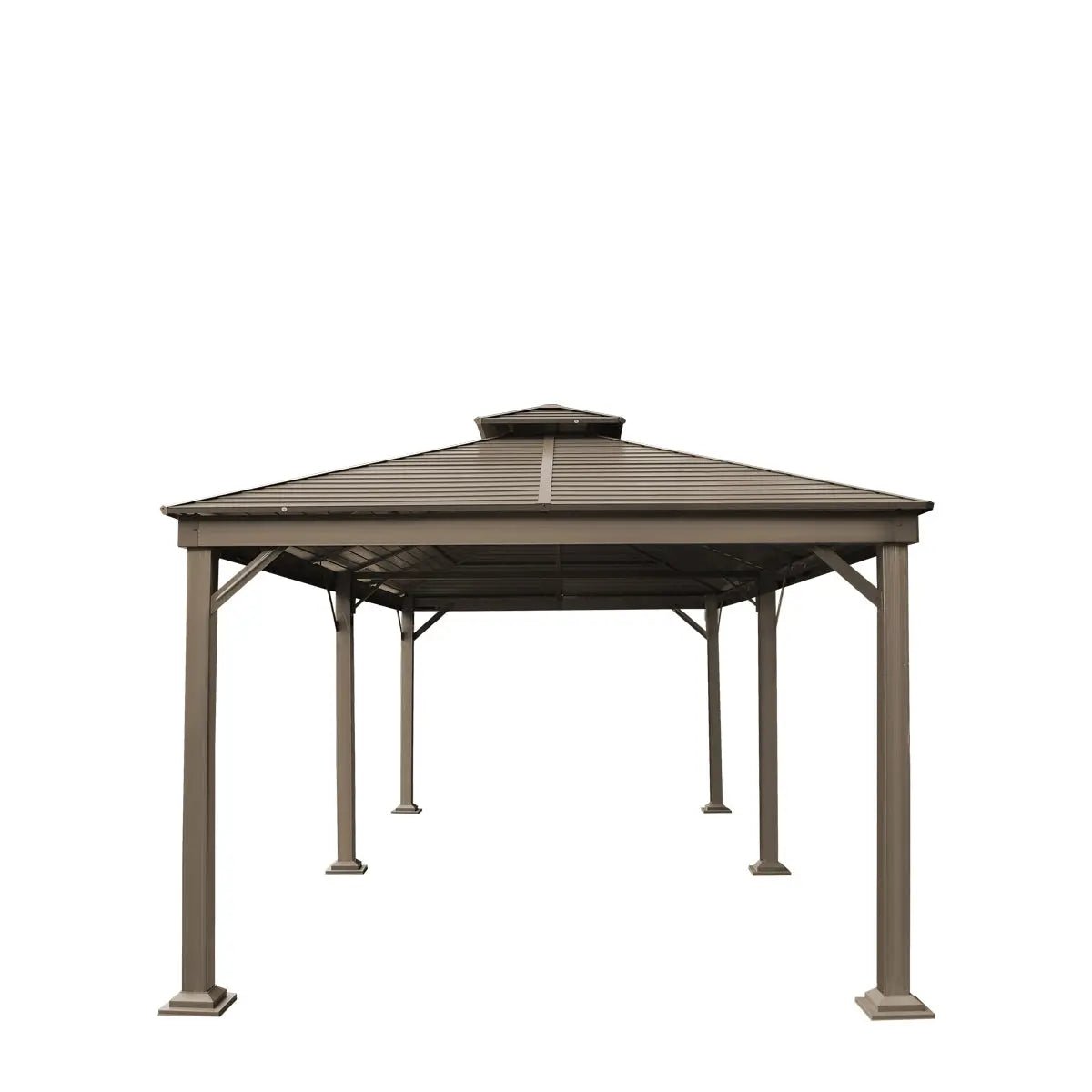 Gazebo esterno vista laterale tetto doppio livello

