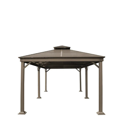 Gazebo esterno vista laterale tetto doppio livello

