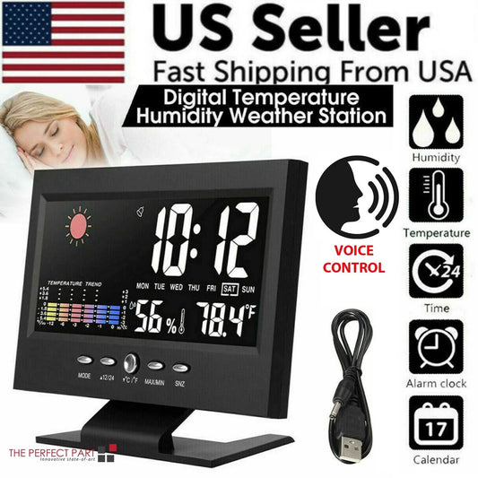 Sveglia digitale a LED con display multifunzione, calendario e termometro