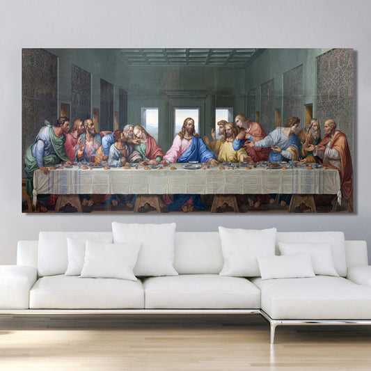 Nucleo di tela dell'Ultima Cena del dipinto a olio di Leonardo da Vinci