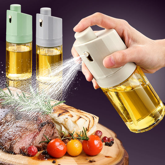 Gadget da cucina 2 in 1, bottiglia di olio in vetro, distributore di olio, iniettore di carburante per barbecue